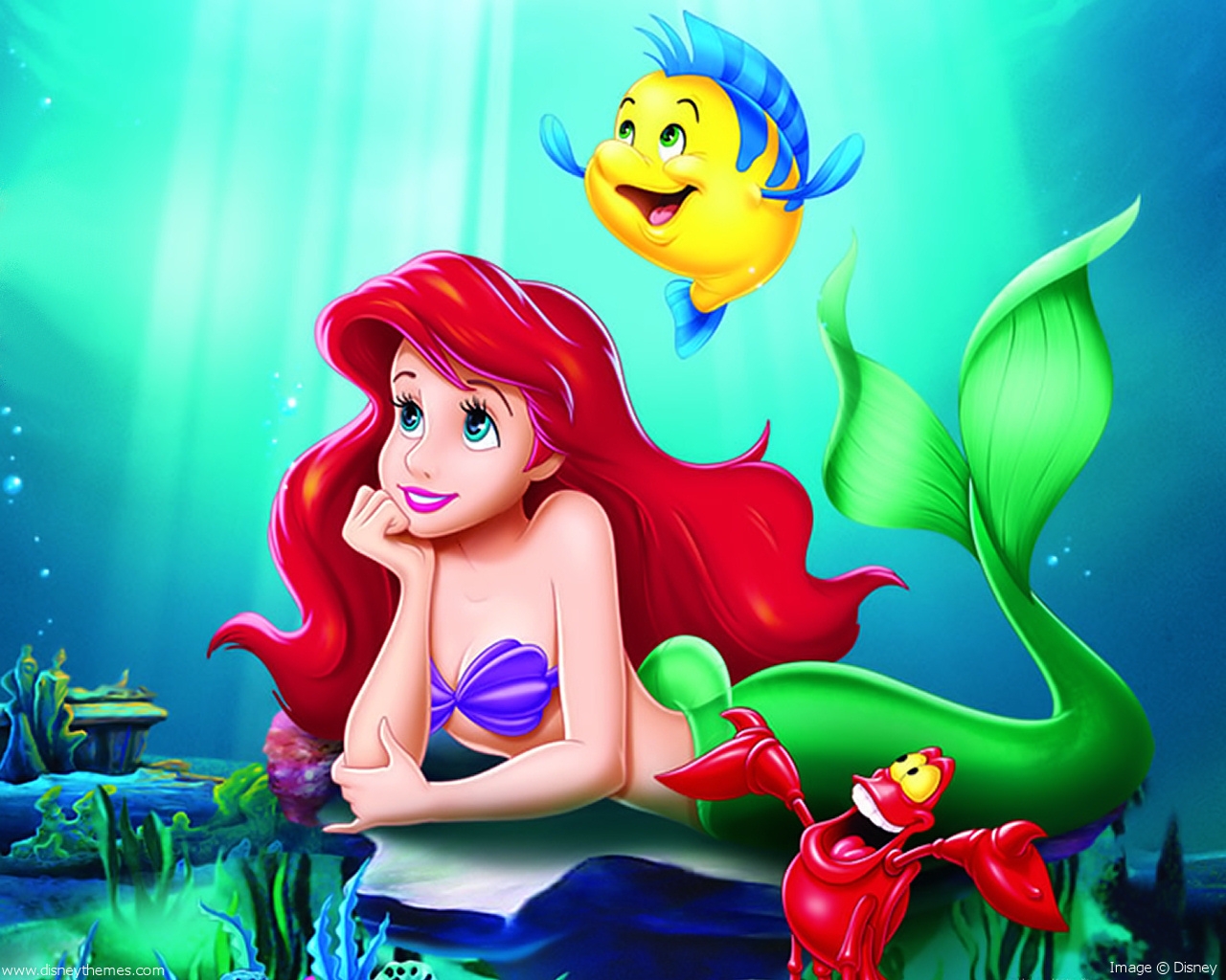 Ariel & Flounder - The Little Mermaid 1280x1024