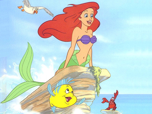  Walt Дисней Book Обои - Scuttle, Princess Ariel, камбала & Sebastian