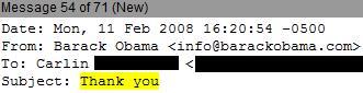 E-mail From Barack Obama