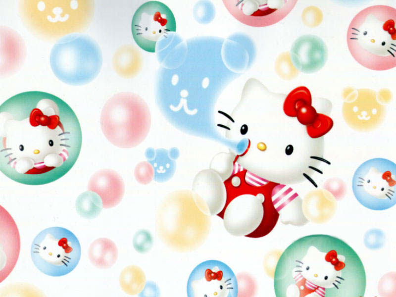 Hello Kitty Face Pattern Wallpaper  Hello Kitty Aesthetic Wallpaper