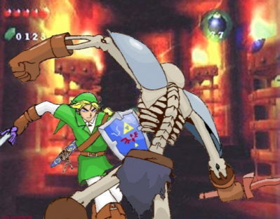  Link fighting a skeleton