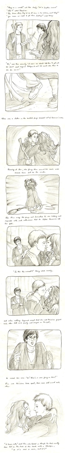 Harry potter 7 ron and hermione kiss scene.