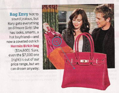 Pink Birkin bag that Logan gifted to Rory Gilmore (Alexis Bledel