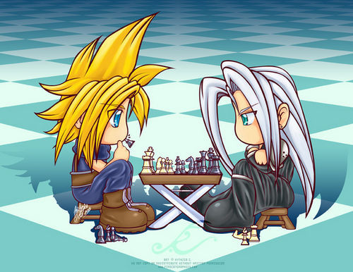  Sephiroth and wolke Chibi