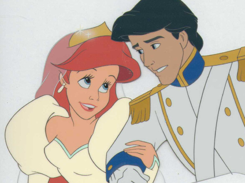  Walt डिज़्नी Production Cels - Princess Ariel & Prince Eric