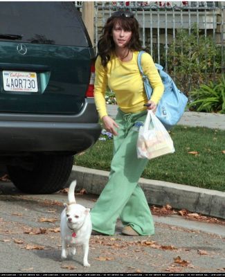  Walking her dog...aw...