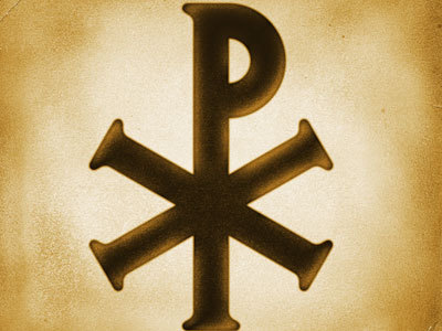  The Greek symbol chi-rho is represented in the X for "chi" and the rho for "r" to combine the word, "Christ."
