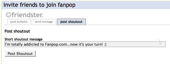  Post a shoutout on your Friendster profile!