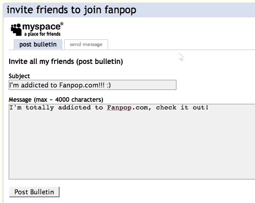  Post a bulletin to your MySpace page!