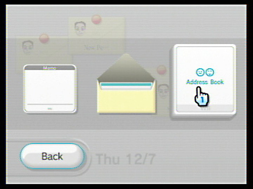  Click on the adress book and on the front page will be your Wii Code