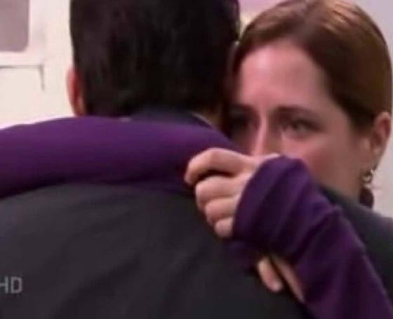 Pam hugs Michael