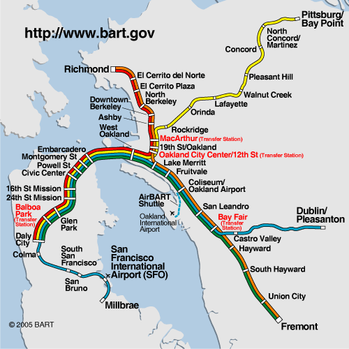  BART system map (fall 2007)