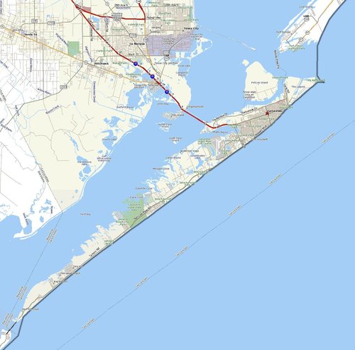  Galveston Island, Texas Map