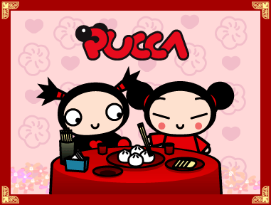 Pucca and Garu Eating Dinner