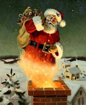  Santa Going Down Chimney