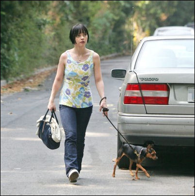Walking her dog July 07